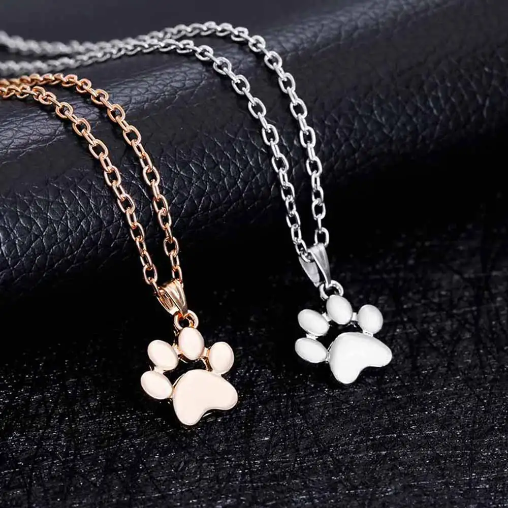 KISSWIFE Fashion Cute Pets Dogs Footprints Paw Chain Pendant Necklace Necklaces & Pendants Jewelry for Women Sweater necklace