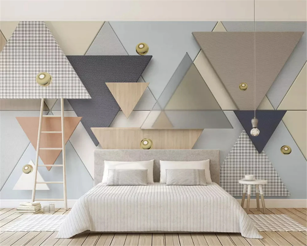 beibehang wall papers home decor Interior decoration 3d wallpaper new 3d geometric triangle plaid cloth stitching background