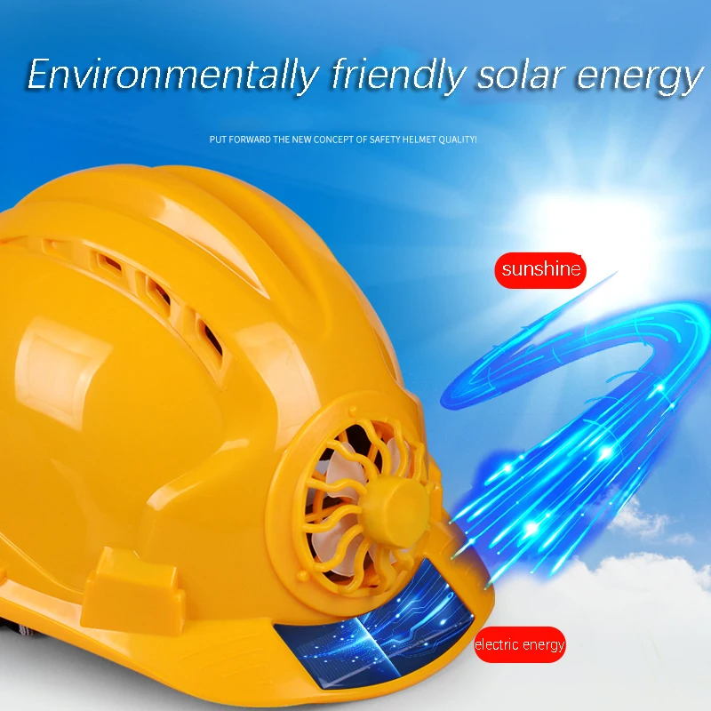 Summer Safety Helmet Solar Fan Helmet ABS Material Work Anti-mite Construction Site Breathable Sunscreen Solar Energy Generation