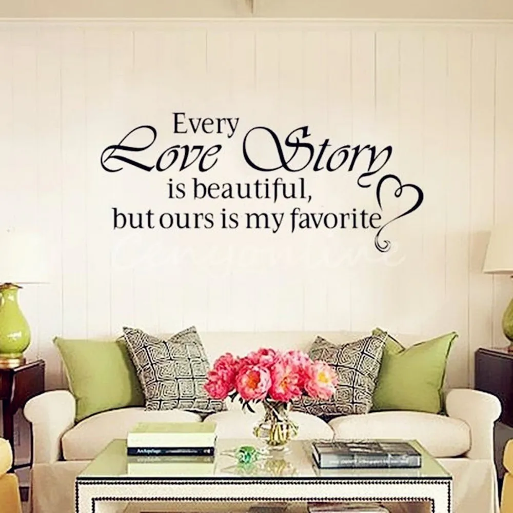 POOMOO-Vinyl Wall Decals, Quote Sticker, Inspiration, Home Decor, Every Love Story, Beautiful