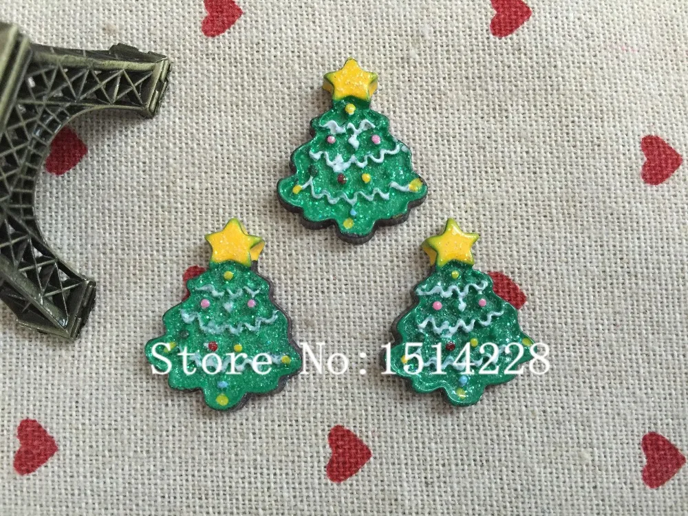 Mina Free shipping! Resin  Christmas cute tree. Resin Flatback Cabochon for christmas decoration &gift, DIY.21*26mm