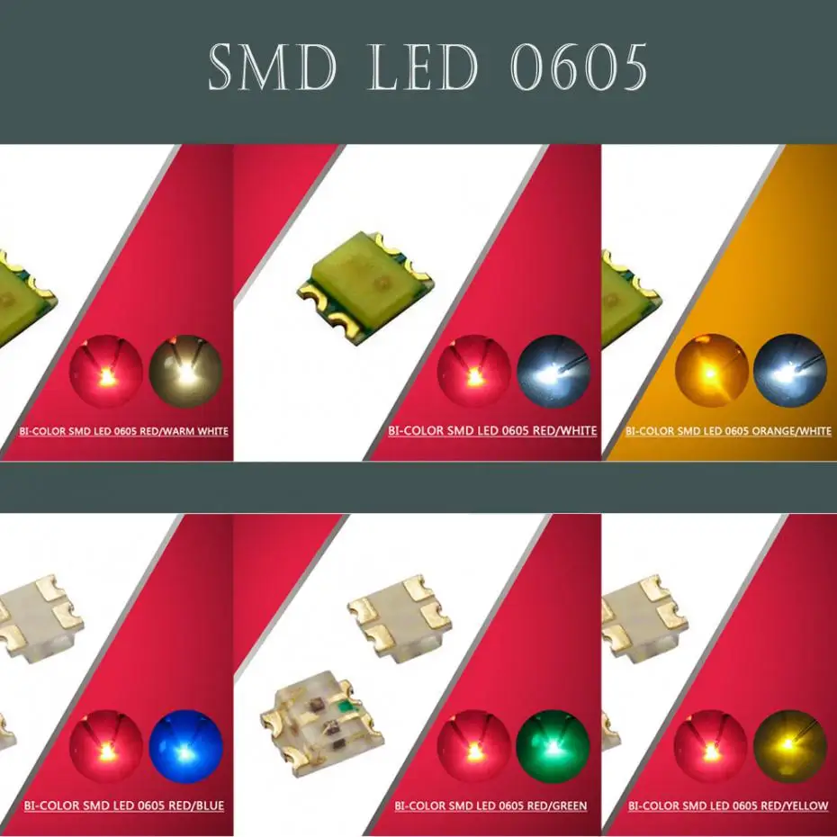 SMD0605 100pcs SMD LED 0605 LEDs Dual Colors 1/35 Model Train Railway Modeling