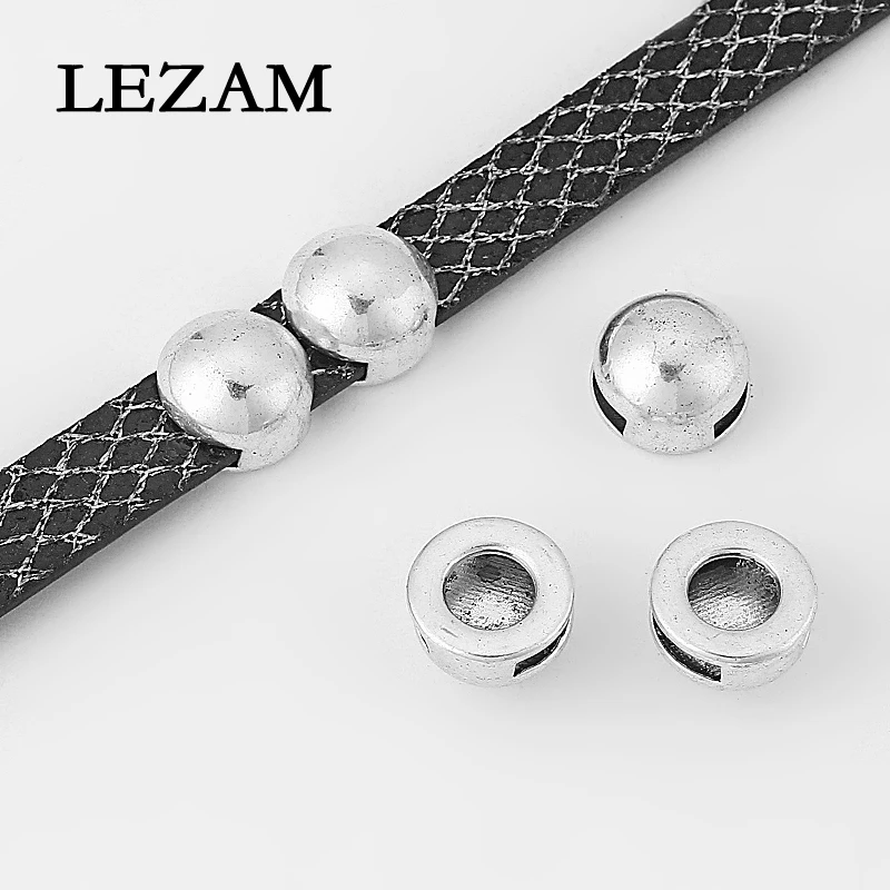 10pcs  Plated 13mm Round Shaped Slider Spacers Charms For 10*2mm Flat Leather Cord Bracelet Jewelry Making