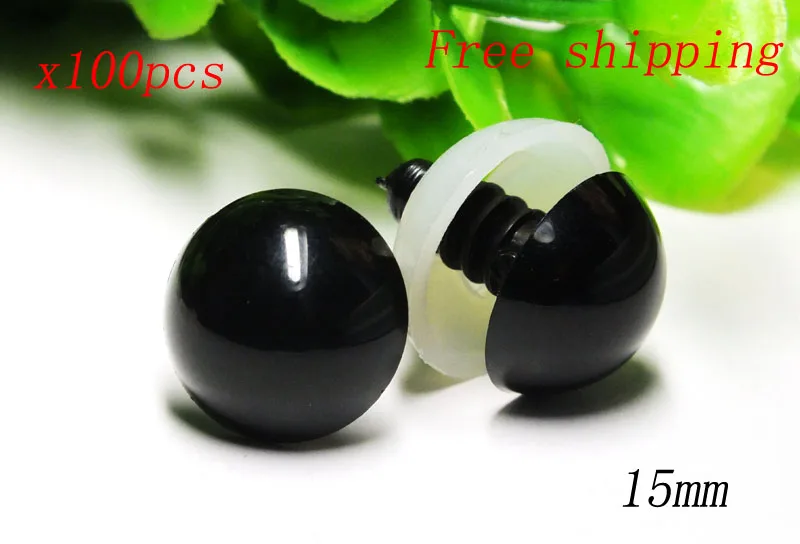 50 paires d'yeux de sécurité noirs, en plastique, couleur noir, 15mm, livraison gratuite