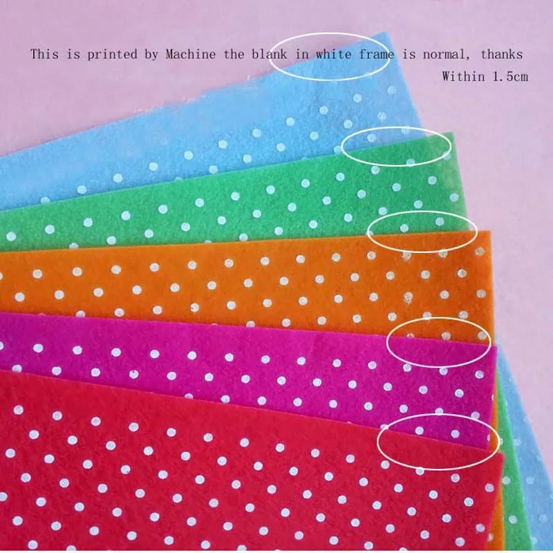 Printed Felt Fabric Polka dot 25 MIX COLORS DIY non-woven felt 14cm X 14cm handcraft For DIY sewing decoration