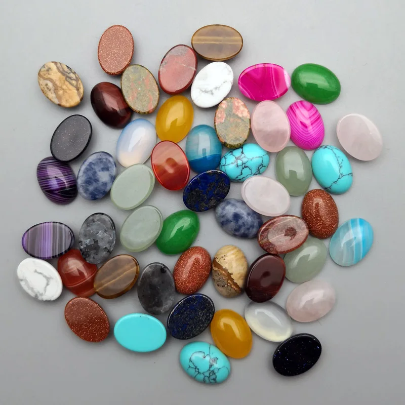 Fashion mixed 10-50pcs natural stone Cabochon bead no hole10X14 13X18 25X18 15X30 20X30 30X40 MM Ring accsories wholesale