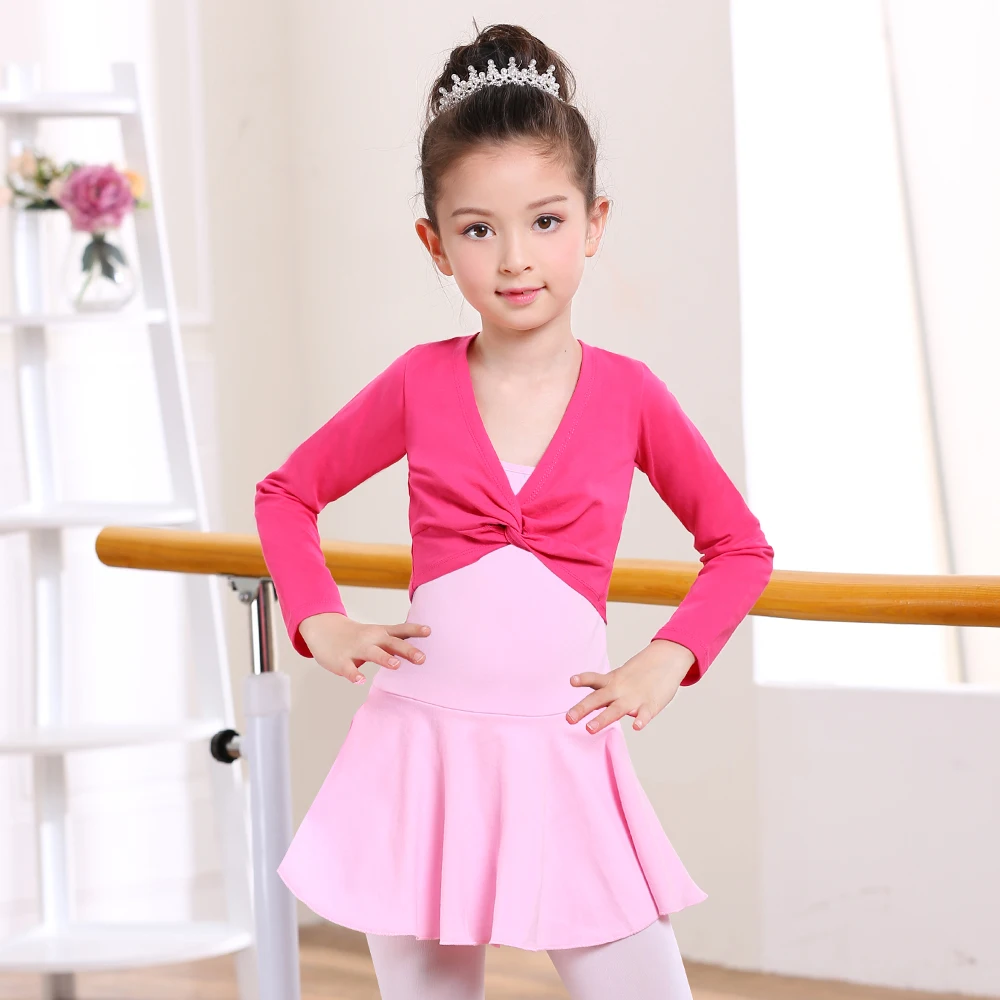 Chaqueta de leotardo Gimnástico de Ballet para niña, suéter de baile de manga larga, abrigo superior, Ropa de baile, chaqueta envolvente de Ballet, novedad de 2017