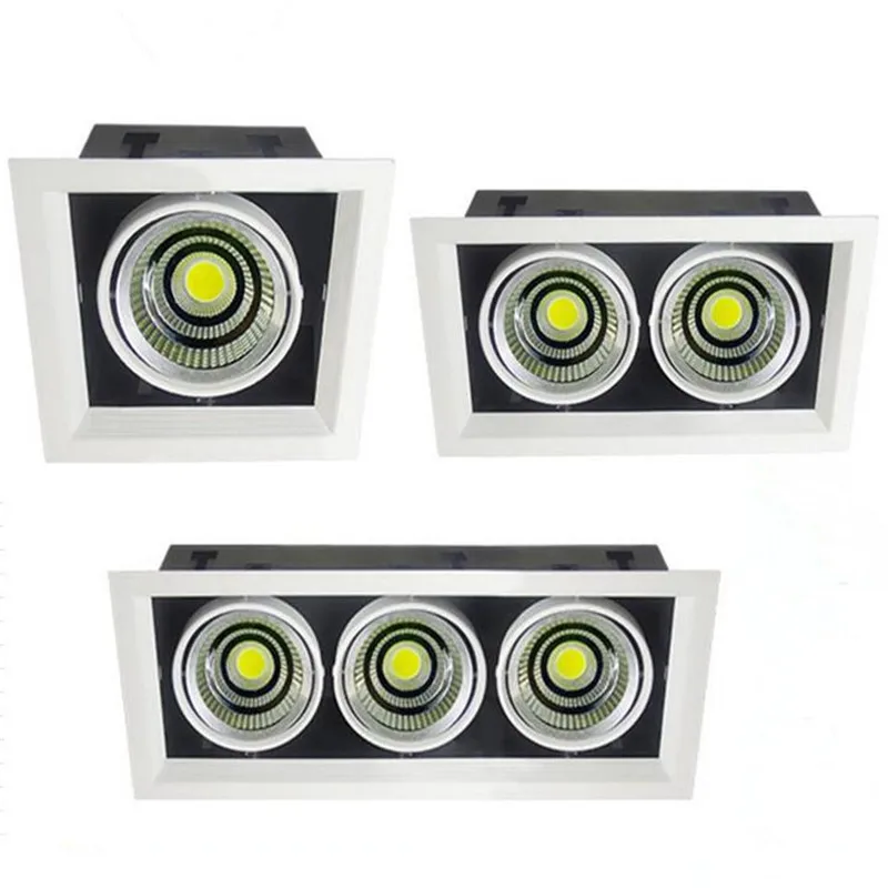 High quality 1*15W/2*15W/3*15W Square led down light COB led Bean pot lamp With led driver COB led Grille lamp