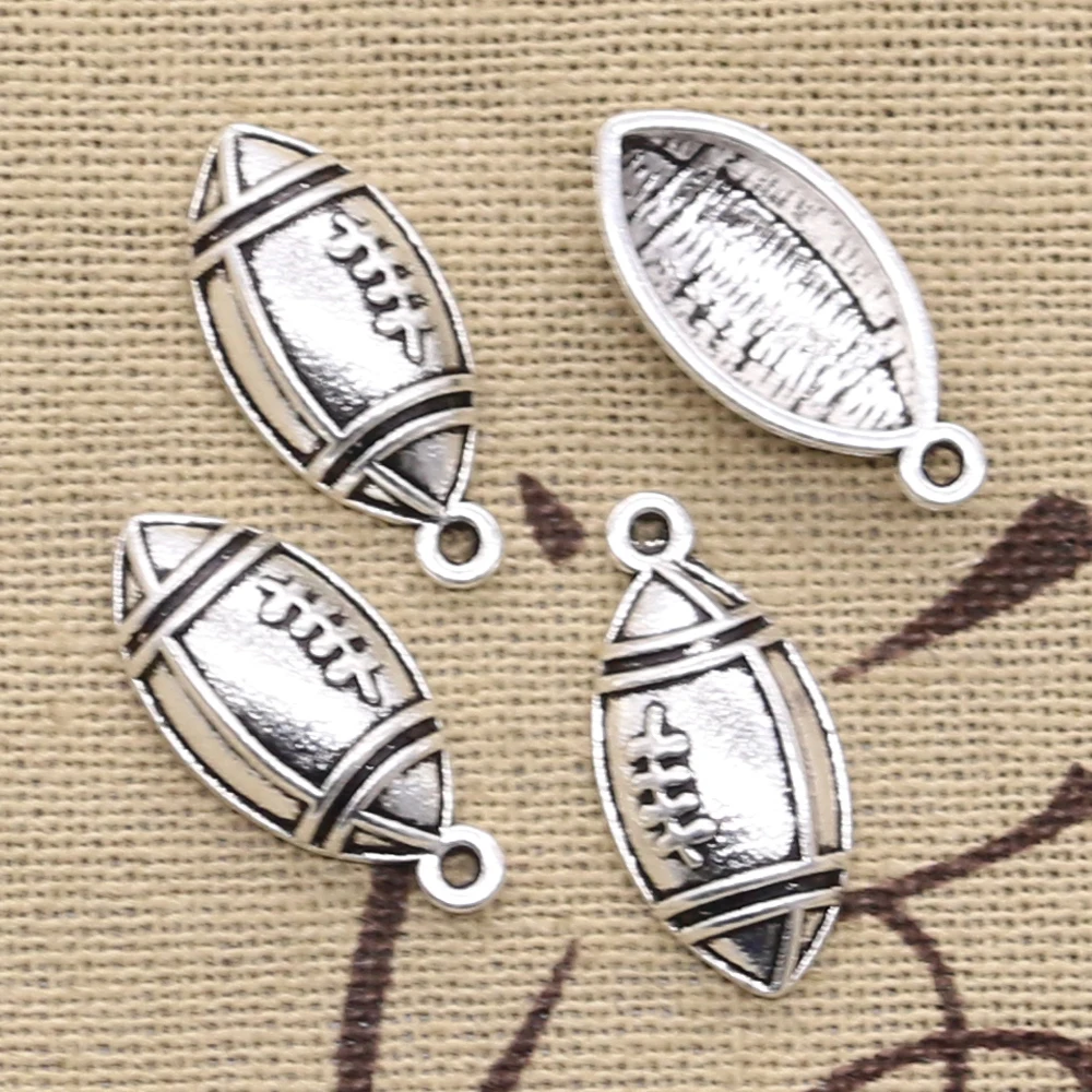 30pcs Charms Rugby Football 22x10mm Antique Silver Color Pendants DIY Necklace Crafts Making Findings Handmade Tibetan Jewelry