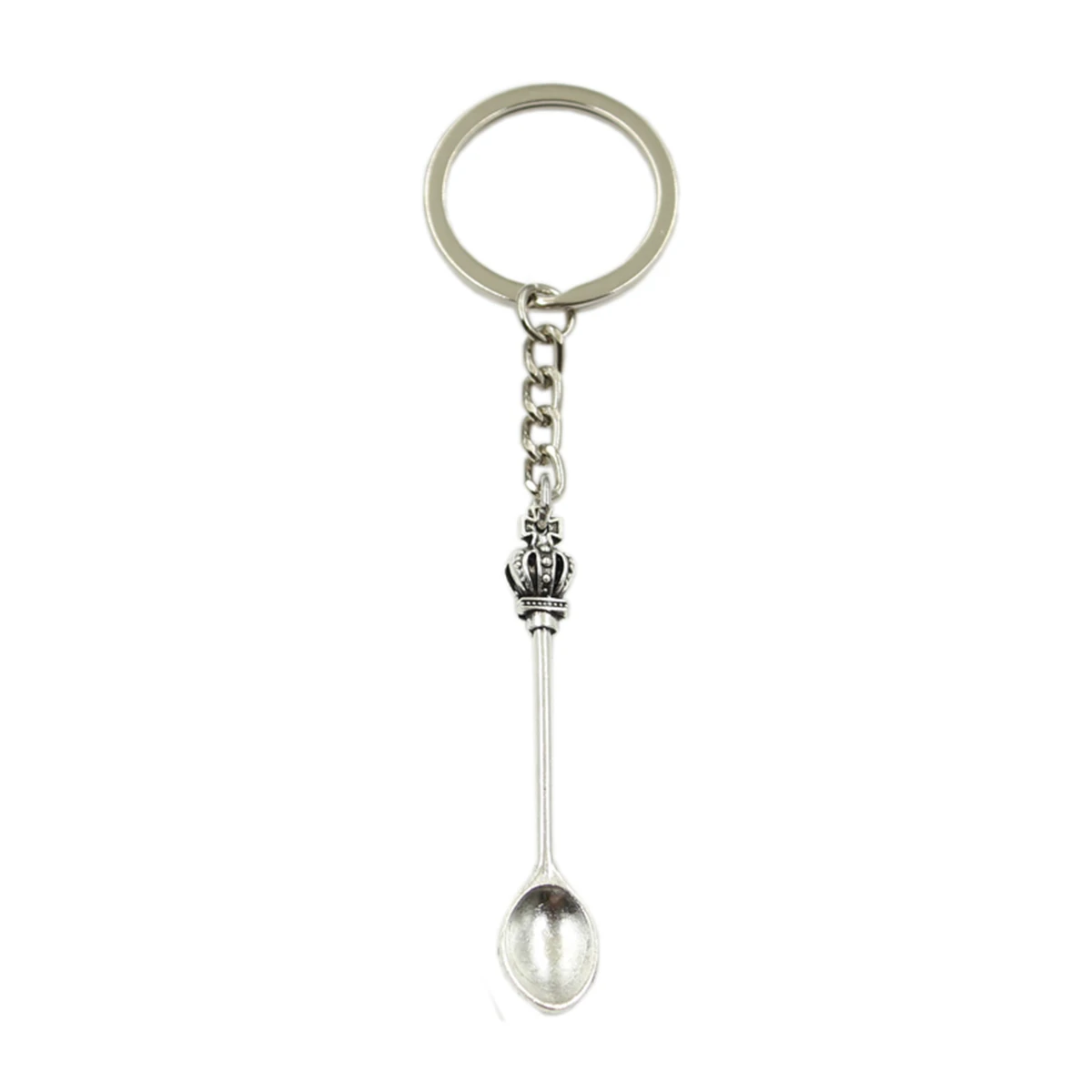 New Hot Men Key Ring Metal Key Chain Keychain Gift Jewelry Silver Color Kitchen Spoon Crown Pendant Great Promotion