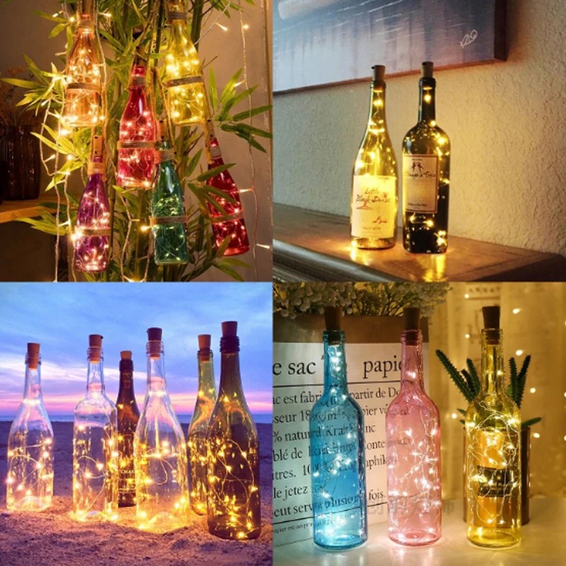 Led String Wine Bottle Lights Cork Battery Powered Garland DIY Christmas String Lights For Party Halloween Wedding Decoracion