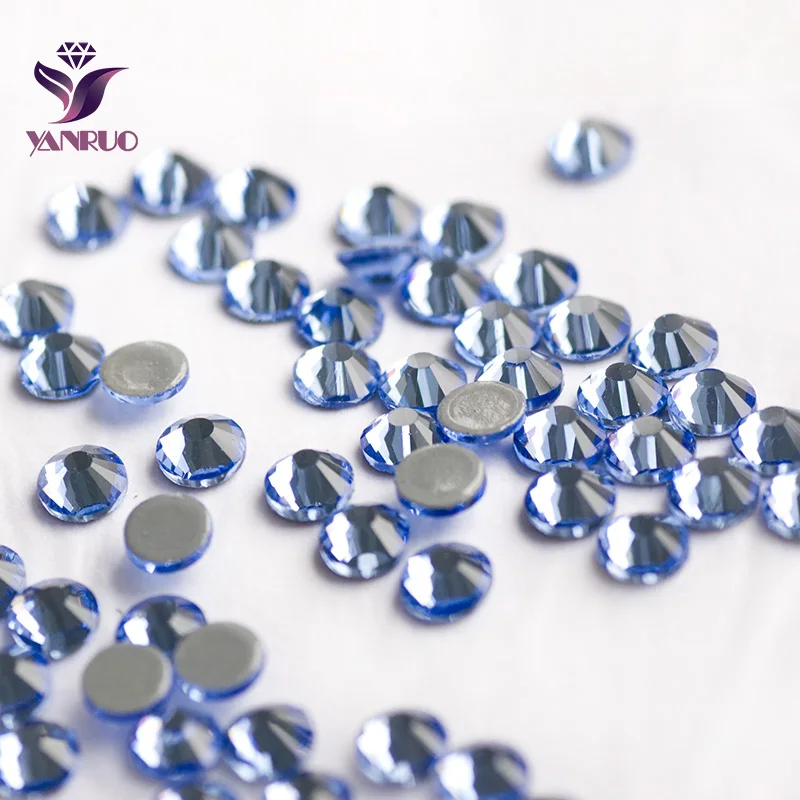 YANRUO 2058HF Light Sapphire Blue Strass Hot Fix Rhinestone Fixation Heat Iron Crystal FlatBack For Clothing DIY Applique