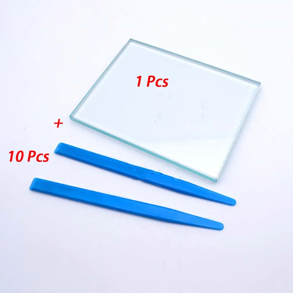 

1 Pcs dental glass mixing board with 10 Pcs patula Dental glass palette Dental oral material, cement powder glass plate