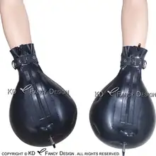 Black Latex Inflatable Gloves with Belts #2