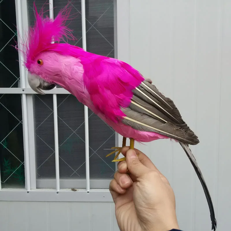 

large 40cm foam&feathers Crested parrot bird,pastoral handicraft,home garden decoration gift a1789