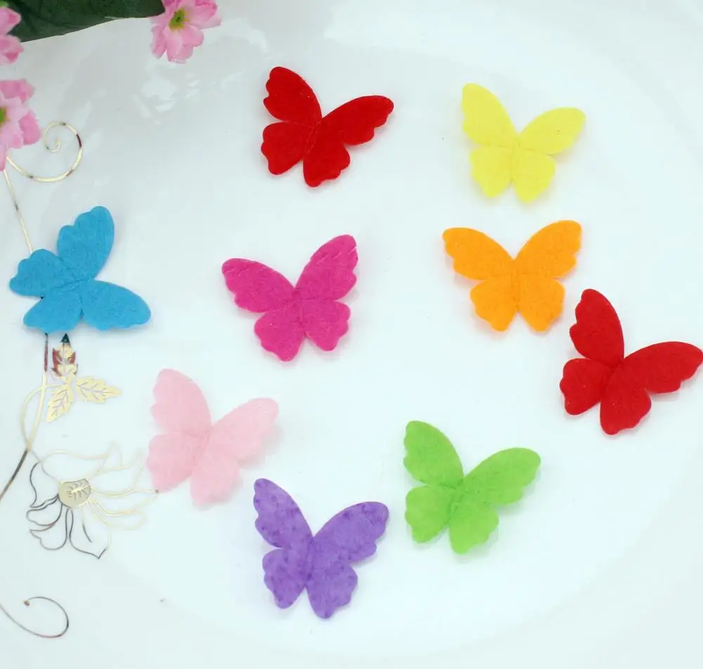 1500pcs rainbow felt pack butterfly shape nonwoven applique multiple color wholesale free shipping 29x26mm by0127