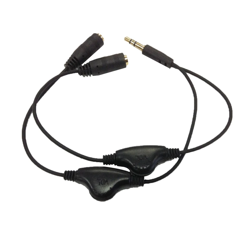 3.5mm 1 in 2 couples audio line Earbud Headset Headphone Earphone Splitter With Independent Volume Control