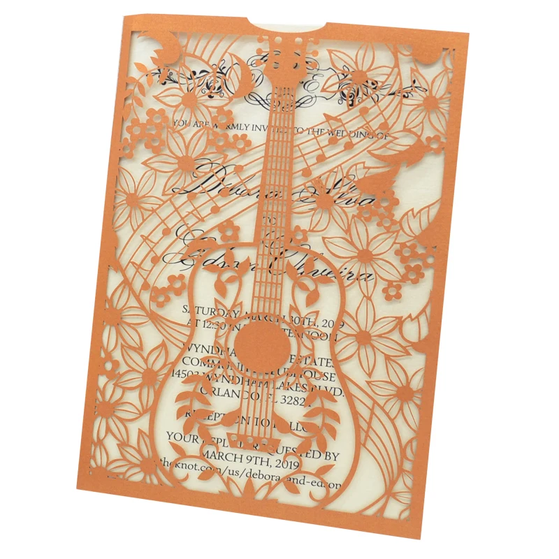 

Guitar Wedding Invitation Card Cover Music Theme Pocket Card Invitation for Wedding Party Birthday