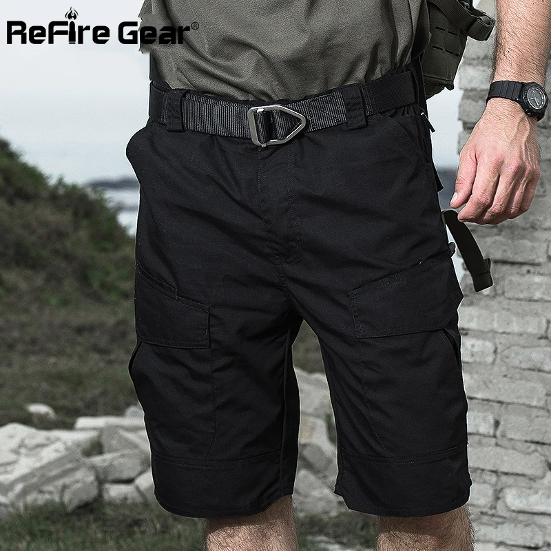 ReFire Gear Summer Rip-stop Tactical Military Shorts Men Waterproof Camouflage Cargo Shorts Casual Loose Cotton Camo Army Shorts