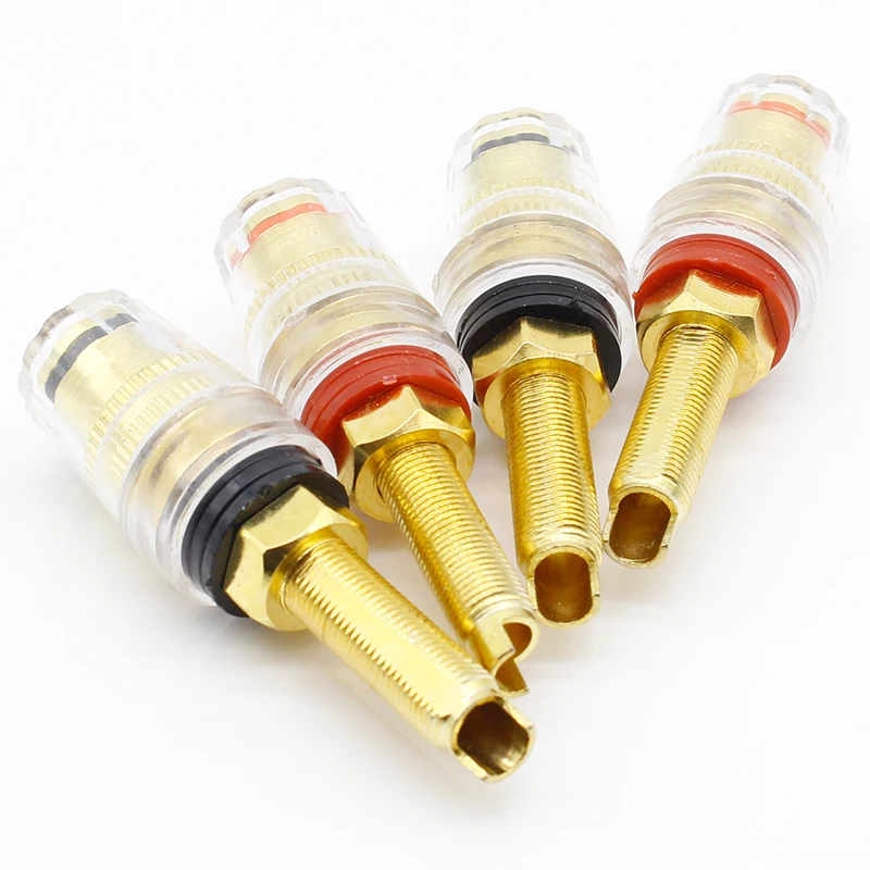 4Pcs Brass Crystal Binding Post for Thread Audio Speaker Amplifier 4mm Banana Plug Terminals Connector Black & Red