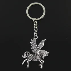 New Fashion Keychain 52x42mm Fly Horse Unicorn Bronze Silver Color Pendants DIY Men Jewelry Car Key Chain Ring Holder For Gift