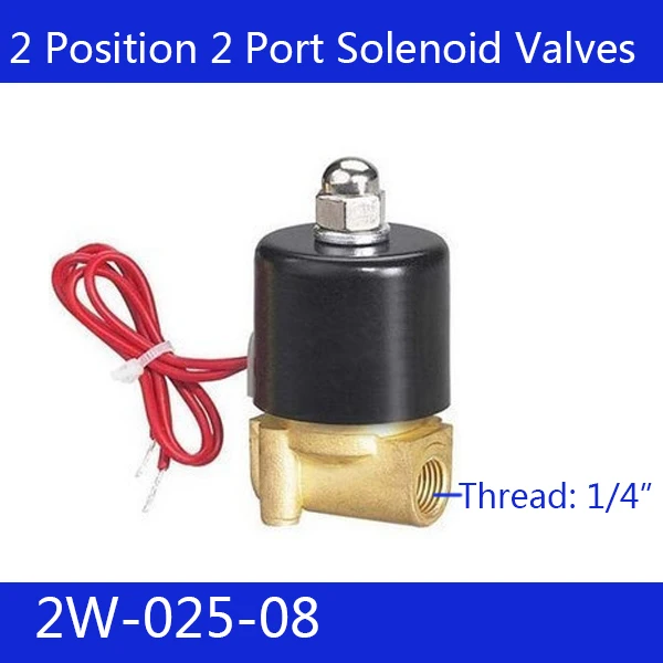 

2W025-08 1/4" 2 Position 2 Port Air Solenoid Valve 12V Pneumatic Control Water Valve , DC12v DC24v 220v