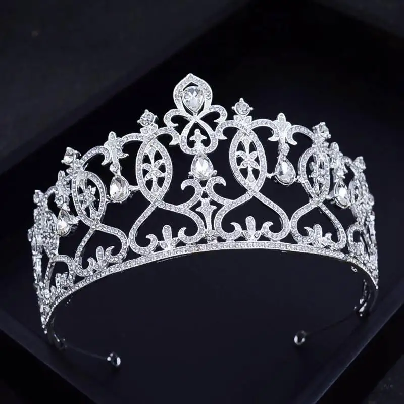 White Crown Princess Grand Luxury Crystal Crown Bridesmaid Wedding Headwear Brilliant Hair Ornament Accessories HG00998