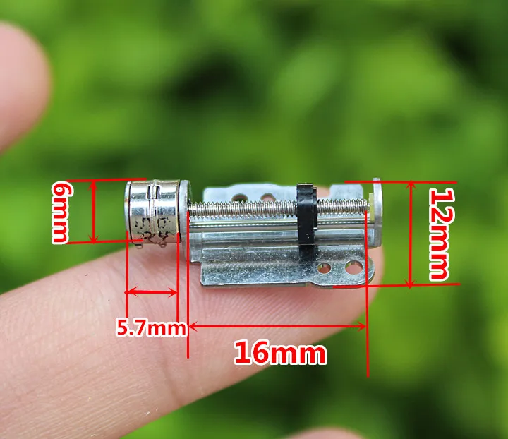 Free Shipping 2 pcs DC3V-5V 6mm Mini 2-phase 4-wire stepper motor with screw slide for precision instruments/toy models/DIY,etc.