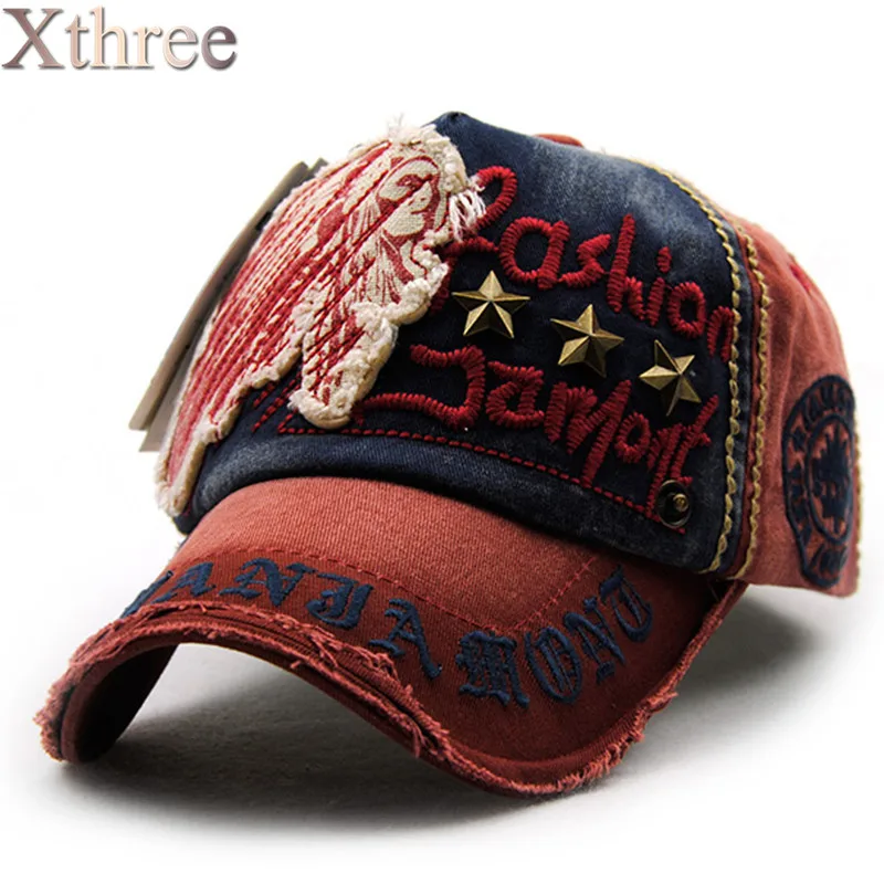 Xthree Brand Cotton Fashion Embroidery Antique Style Baseball Cap Casquette Snapback Hat for Men Women