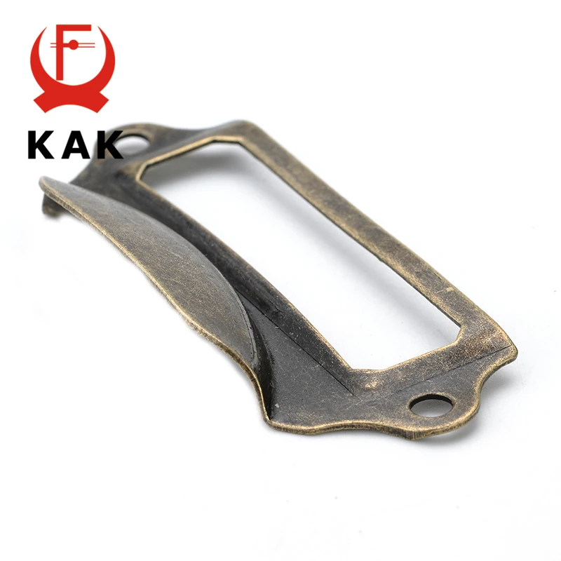 Kak Antiek Messing Metalen Label Pull Frame Handvat Bestand Bedrijf Naam Kaarthouder Voor Meubels Kast Lade Box Case Hardware