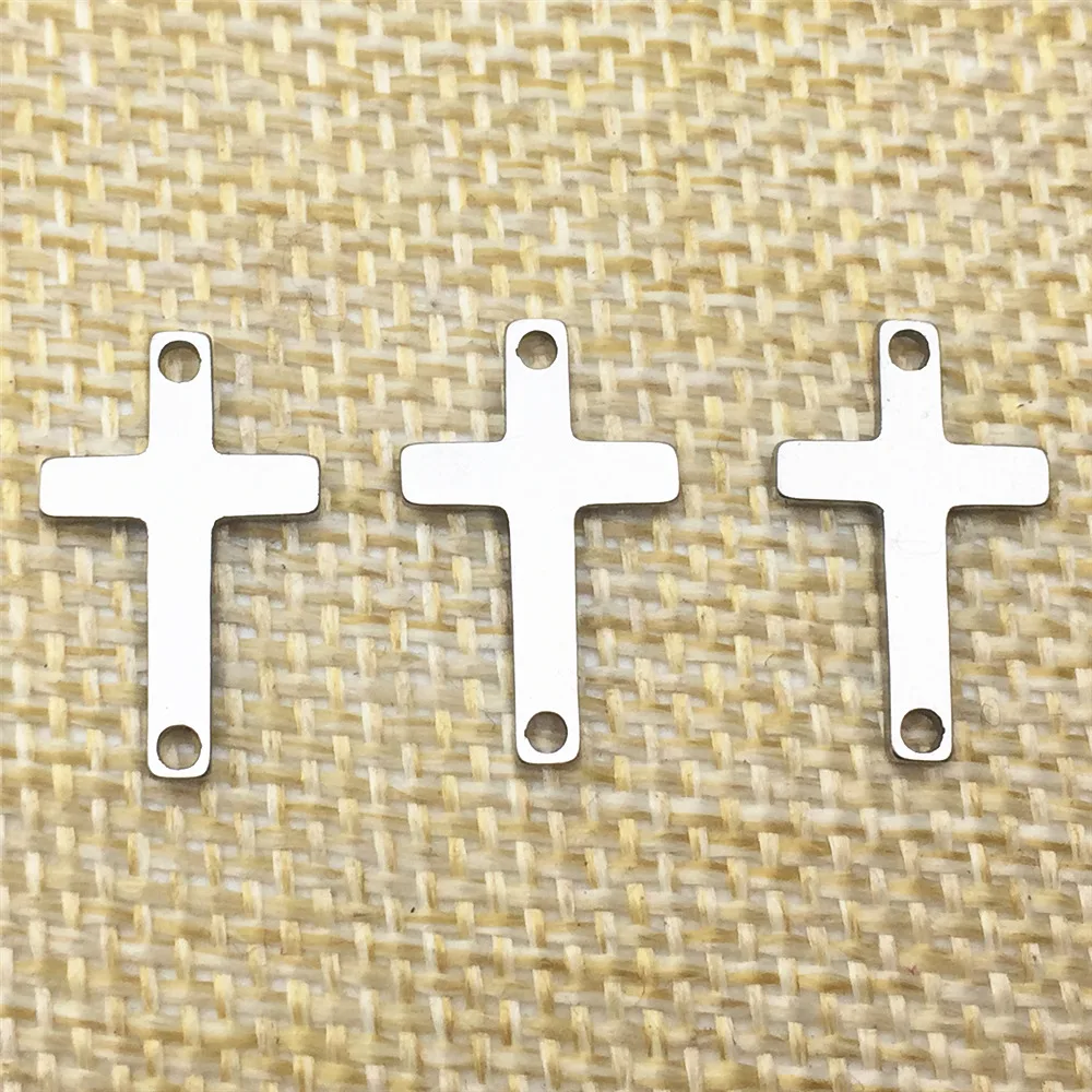 Holy Christ Cross Pendant 10pcs Stainless Steel Color Jesus Connectors Diy Bracelet Findings Jewelry Earrings Making Tools