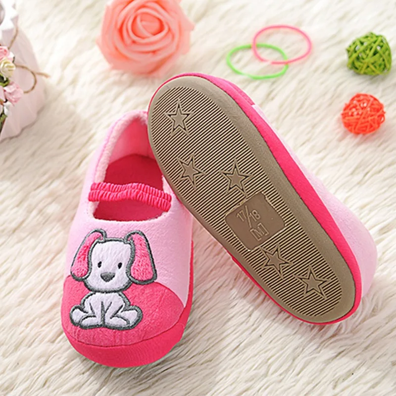 Children Winter Warm Home Slippers 2021 Cartoon Lucky Dog Non-slip Home Shoes Girls Indoor Floor Bedroom Boys House Shoes