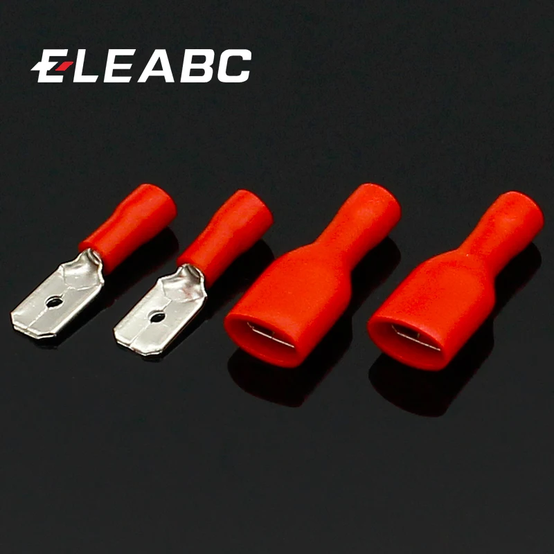 

6.3mm Red Female with Male Spade Insulated Electrical Crimp Terminal Connectors H1E1