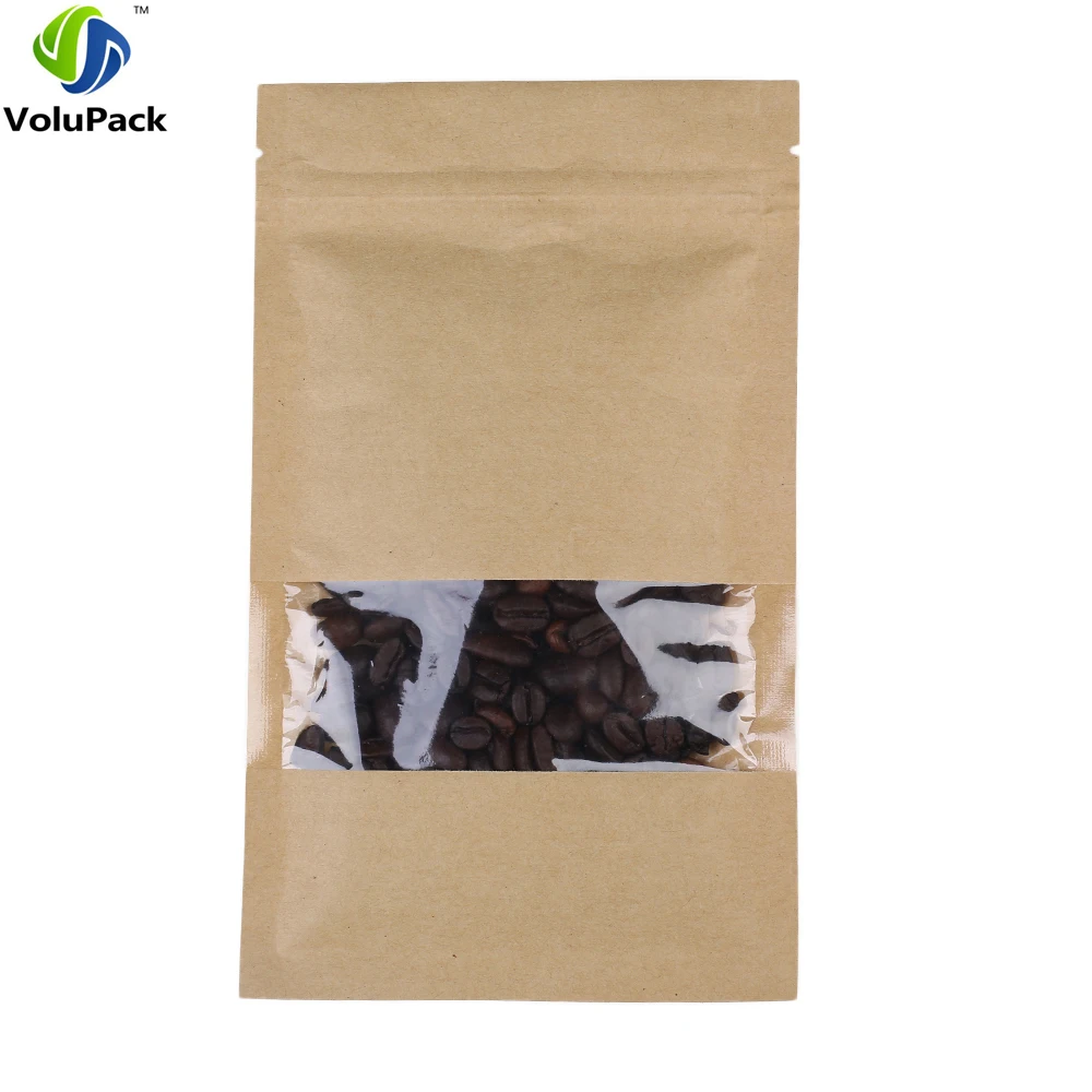 

Flat Kraft Paper Zip Lock Mylar Bag with Clear Window, Tear Notch, Reclosable Brown Flat Pouch, 100PCs, 12x2 0cm, 4.75x7.75in