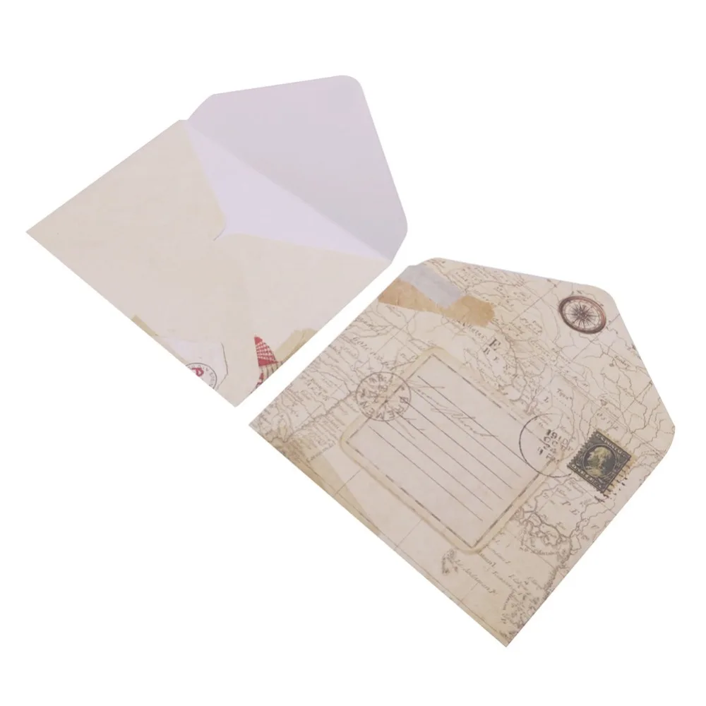 12 Pcs 96*72mm Vintage Small Mini Kraft Paper Window Envelopes Wedding Invitation Envelope Gift Envelope Card Message Package