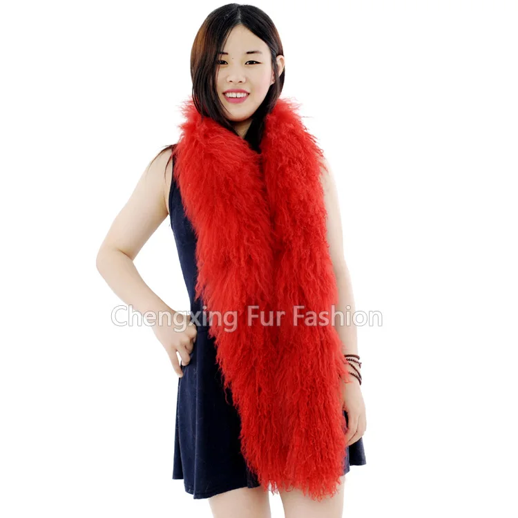 CX-S-108 Customizable Mongolian Lamb Fur Scarf Handmade Winter Ladies' Fur Scarves