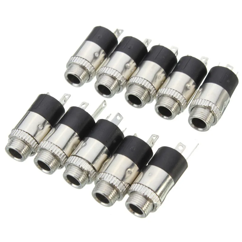 20Pcs 3.5mm PJ392 Stereo Headphone Connector Adapter Power Plug Audio Video Jack Socket Plug with Nut