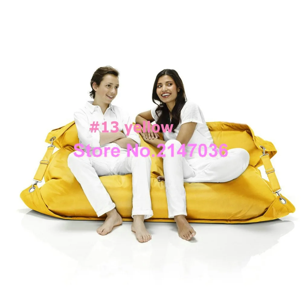 yellow two seat outdoor bean bag sofa chair - outdoor belts on side safe furniture, portable ctyn