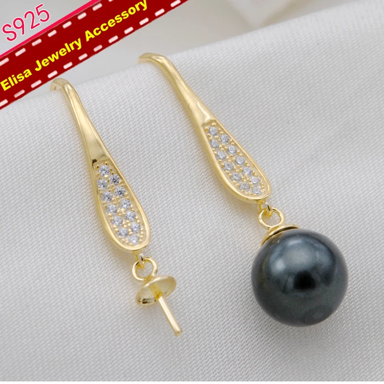 

Classic Pearl Earrings Hooks S925 Sterling Silver Earrings Jewelry Findings Women DIY Pearl Components 3Pairs/Lot