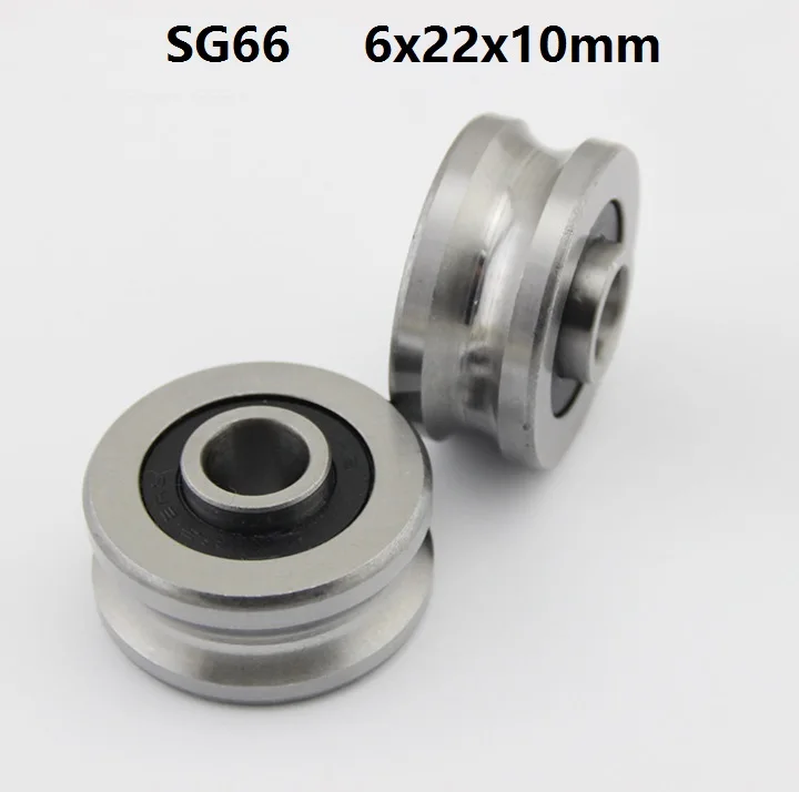 100pcs/lot SG66 6x22x10 mm U groove roller bearing roller wheel pulley ball bearing guide track 6*22*10mm