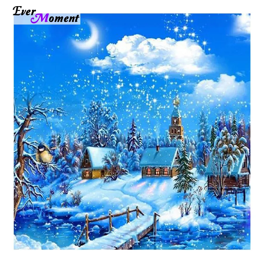 Full Diy diamond painting mosaic handmade winter scenery cross stitch square diamond Diamond embroidery Christmas Decor ASF298