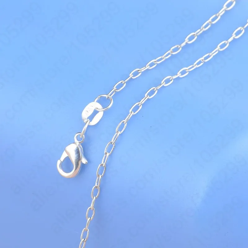 Hot Sale 1PC Nice Pure 925 Sterling Silver Needle  Link Lock Chain Necklace With Lobster Clasps Set 16