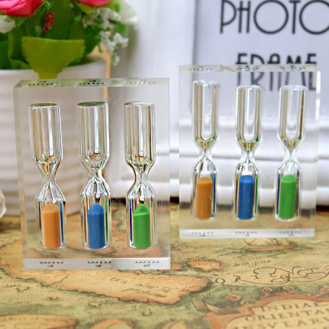New Timer Hourglass 3,4,5min Sand Clock Sandglass Acrylic for Tea Cafe Child Gift