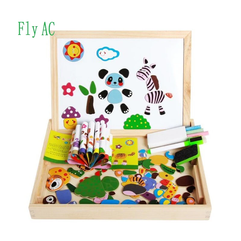 Fly AC juguetes educativos de madera, caballete de arte magnético, animales, rompecabezas de madera, juegos para niños, regalo de cumpleaños/Navidad