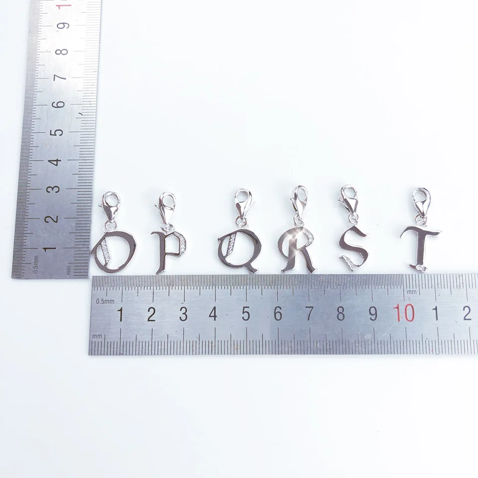 Real 925 Sterling Silver Lucky Letters ABC Word Pendant Charm