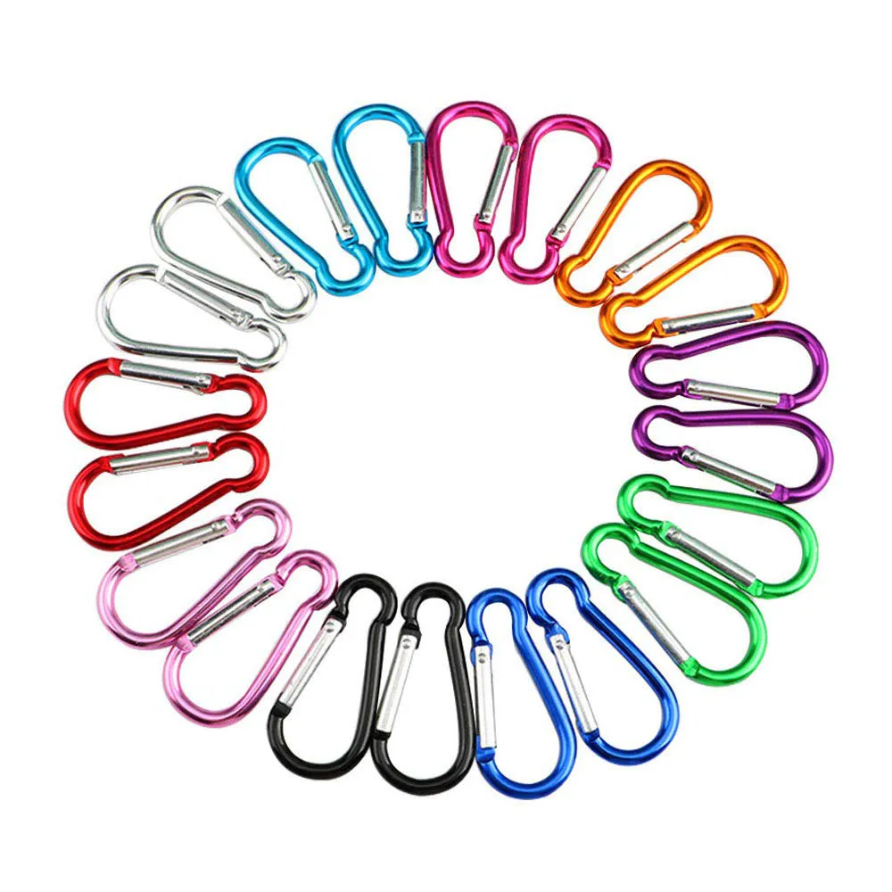 20 Stück Outdoor Mini Kürbisförmiger Karabiner Aluminiumlegierung Schlüsselanhänger Clip Hakenschloss für Reisen Wandern Camping Schlüsselanhänger Zubehör – Detail 1