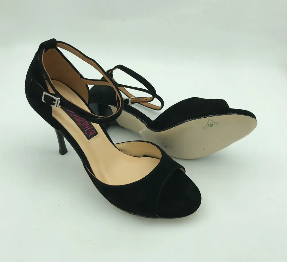 Comfortable and Fashion Argentina Tango Dance Shoes  Party Shoes Wedding Shoes black suede argentina leather outsoleT6282A-BS