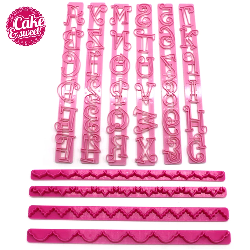 Lace Letter And Number Molds Cute Fondant Cake Pastry Stencil Flower Plastic Moulds Cake Decorating Tools 10Pcs/Set