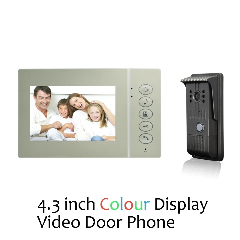 (1 set) Home Intercom System One to One 4.3 inch display Doorphone Video intercom Night version Doorbell Talkback Door access