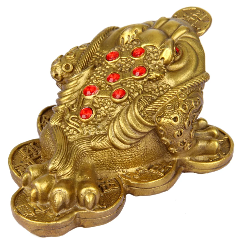 Chinese Feng Shui A Copper Zhaocai Decoration Three Foot Toad Money Toad